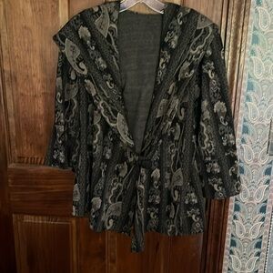 Hooded paisley knit jacket